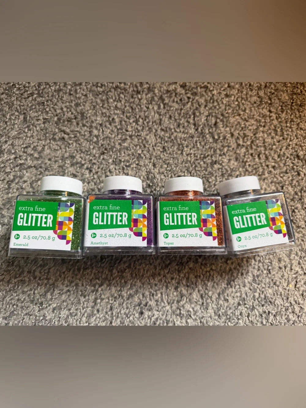 Extra Fine Glitter Assorted Colors - Emerald, Onyx, Amethyst, Topaz